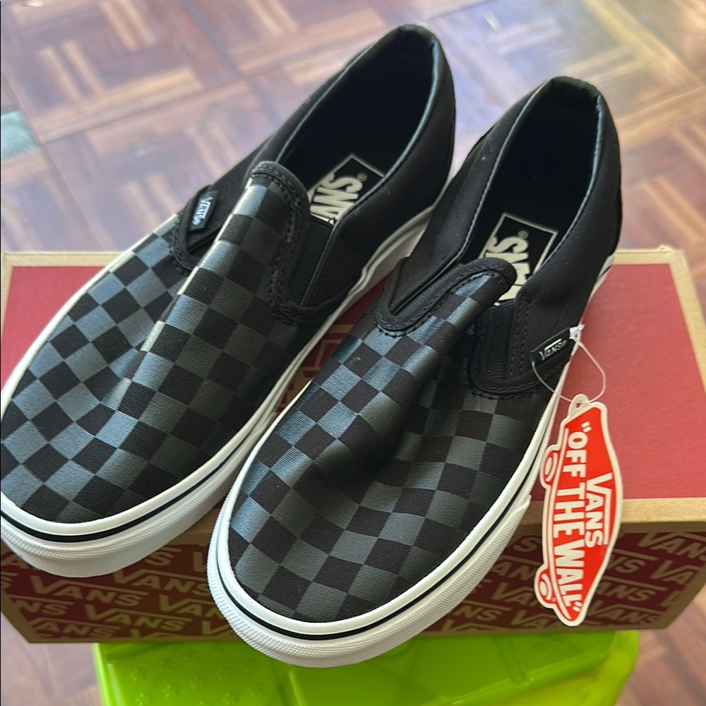 Vans Men's Black Checkered Slip-On Shoes